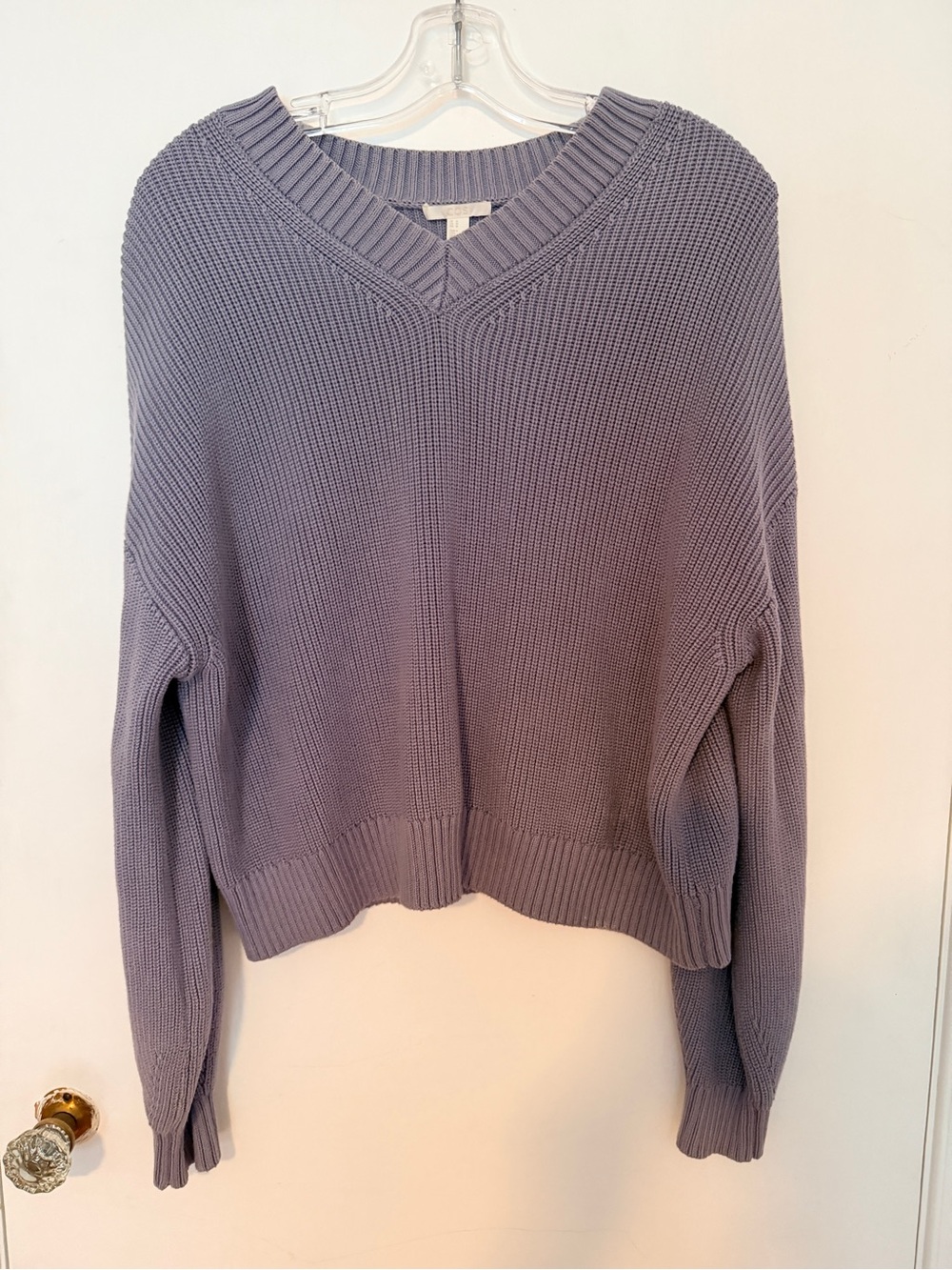 COS Lavender Ribbed V-Neck Sweater